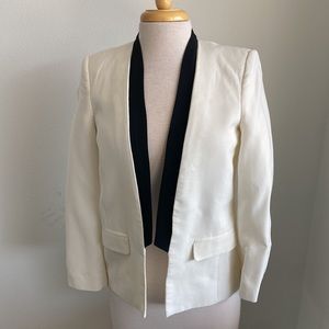 Zara white line blazer worn black accents